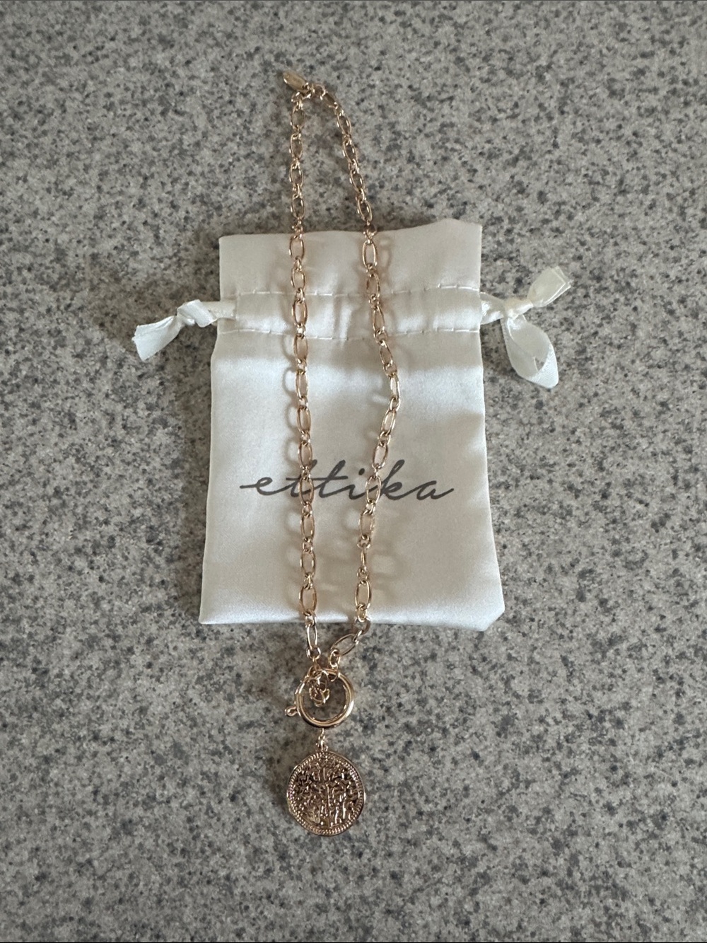 ettika Rose Gold Double Coin Pendant Necklace